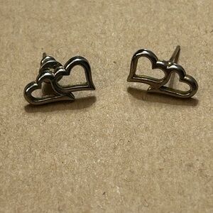 Double Heart Stud Earrings